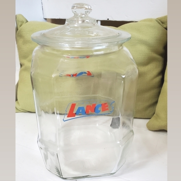 Lance Twelve Inch 12" Vintage Store Counter Top Glass Large Cracker Jar - Picture 1 of 12